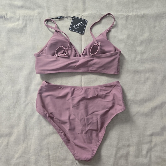 NWT Dusty Rose High-Waist Bikini - Size S - Mauve Twist Front Bikini - Picture 3 of 4